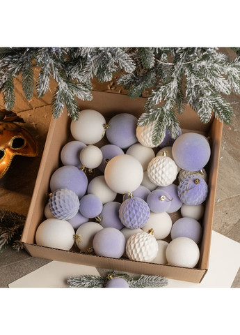 Набор елочных игрушек шаров SGX "Бархат" 40 шт.. Подарочный набор новогодних шаров. Шарики на елку Yalynkar (366964235)