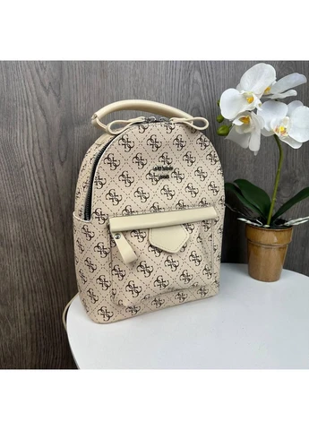 Модный женский мини рюкзачок Гесс, маленький рюкзак прогулочный Guess стиль Бежевый No Brand (393677095)