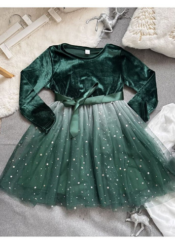 Комбинированное нарядное платье для девочки с градиентом цвет зеленый 10981 No Brand (370144128)