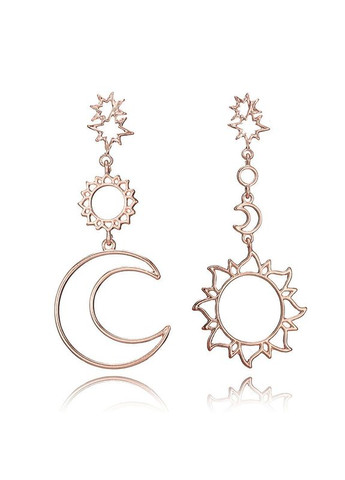 Серьги золотистые Солнце и Луна No Brand (276535717)