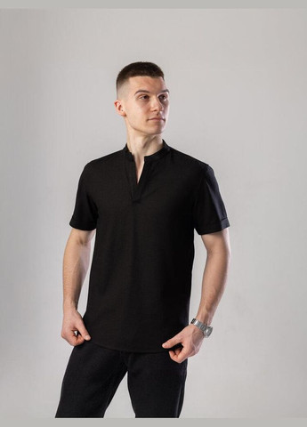 Стильна чоловіча сорочка чорна з коротким рукавом Freedom (341491770)