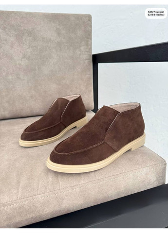 No Brand Лоферы замшевые шоколадные высокие с бежевой подошвой лоферы коричневый з натуральная замша, — демисезон (362946201)