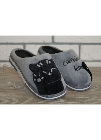 Тапочки дитячі з милим котиком сірі з чорним Lion (361361129)