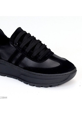 Чорні шкіряні жіночі кросівки, шкіряні кросівки прошиті код 23844 Mermaid Step чорні демісезони (352503750)