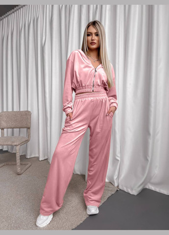 Велюровый костюм двойка с укороченной кофтой и широкими брюками Nositi 10447-12 (316211087)