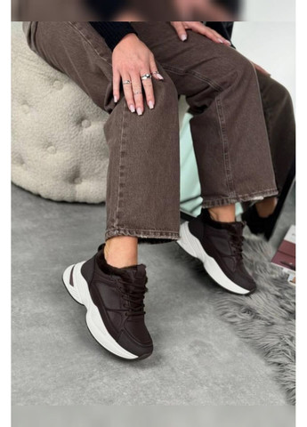 Жіночі зимові шоколадного кольору теплі на хутрі спортивні комфортні темно коричневі Viki кросівки темно-коричневі зими (364935094)