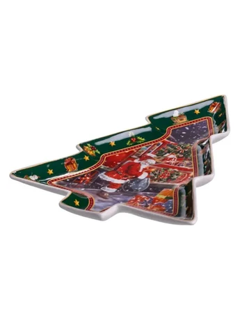 Сервірувальне новорічне блюдо для закусок з порцеляни Santa 29×24×2 (см) HP-SDHK-18 Yiwu (395319750)