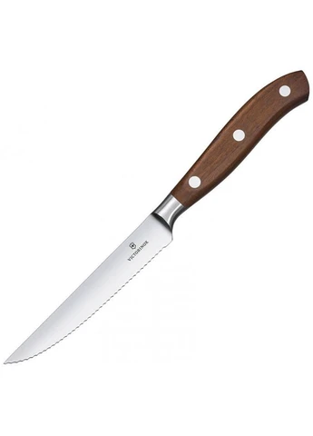 Кухонний ніж Grand Maitre Wood Steak Set 2 шт лезо 12см хвил. з дерев. ручкою у подар.упак. для стейка Victorinox (394041768)