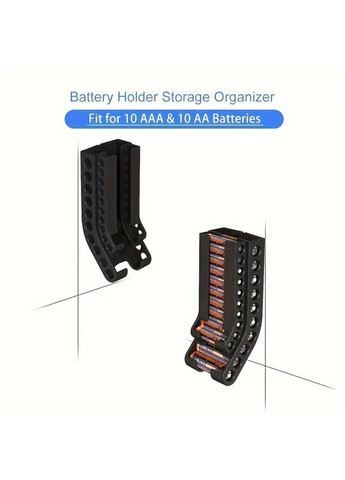 Тримач для батарей AA AAA настінний чорний органайзер для дому офісу компактний органайзер ProDobro (365441451)