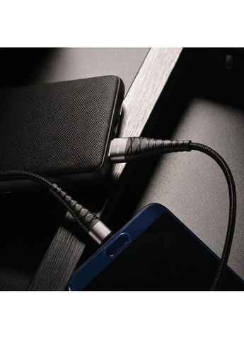 Кабель BX32 USB to Type-C 2.4A, 1m, nylon, aluminum+TPE connectors, Black Borofone (388967105)