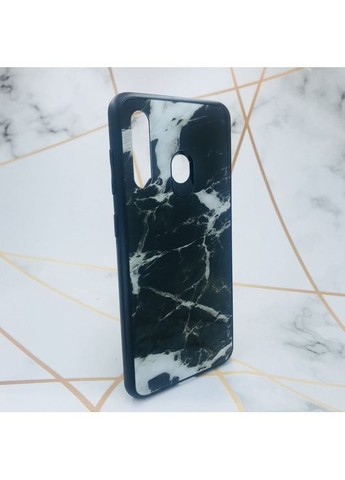 Силіконовий чохол case зі скляною задньою панеллю для Samsung Galaxy M40 Мармур чорний Glass (359497361)