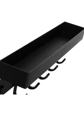 Настінна магнітна полиця вішалка з бортиком гачками кріпленням на магніт гвинти 5х8,5х24,5 см (481275-Prob) Чорна Unbranded (359244273)