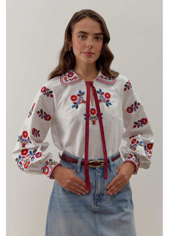 Белая женская вышиванка из льняного полотна яворовская (fm3038) Folk Moda (365729893)