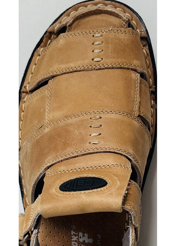 мужские кожанные сандалии (28 см) бежевые (1319) Calif