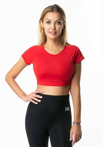 Жіночий спортивний топ-футболка червоний топ для фітнесу з коротким рукавом XS Opt-kolo (286330522)