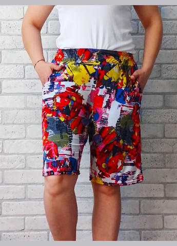 Подовжені жіночі шорти великого розміру (норма, батал) з кишенями пояс на резинці, масло бамбук холодок No Brand (322135859)