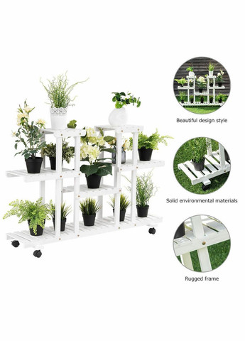 Підставка для квітів з дерева Ферран зефір на колесах (ЦВТ-103620) No Brand (328226637)