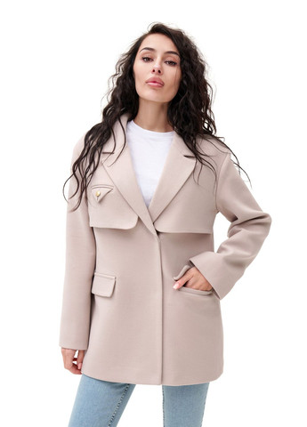 Бежеве демісезонне Коротке кашемірове пальто «Соло» бежеве (кашемір) Emass