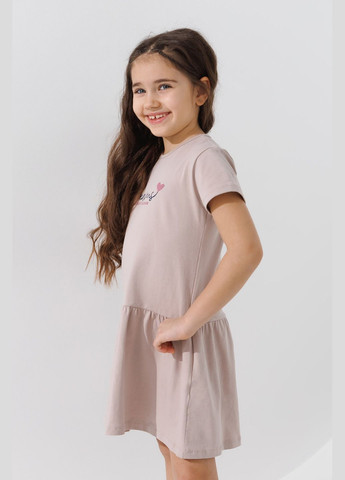 Бежевое платье с принтом для девочки 16519 116 см бежевый shop (2000990923646) Baby Show (322213182)