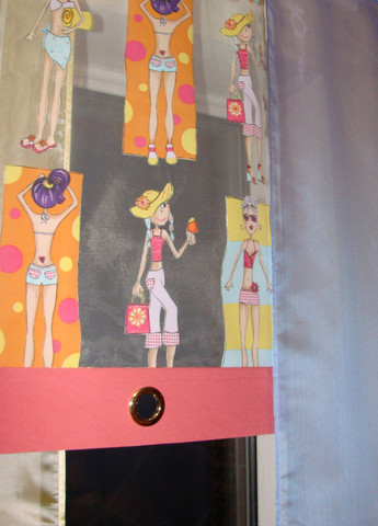 Комплект панельних фіранок на петлях Модні Дівчатка 5шт карниз 200см кольорові (1_5п) Firanka Kids (321000421)