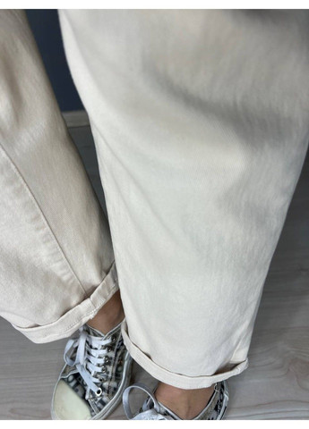 Джинси жіночі A-N 25072 MOM банани талія на резинці з ременем стрейчеві оверсайз молочні No Brand - (327303112)