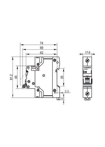 Автоматичний вимикач RS4 1п 50А С 4,5кА RESIST (VF-RS4-AV1C50) Videx (282312942)