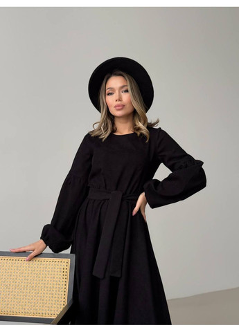 Чорна стильна сукня жіноча міді мікровельвет малина No Brand