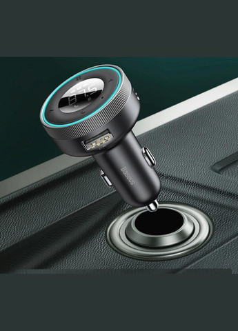 Автомобильный зарядный FM-трансмиттер 5W+12W+FM+MicroSD CCLH-01 black Baseus (322701301)