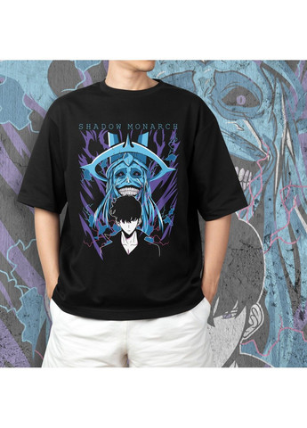 Чорна футболка з принтом solo leveling - shadow monarch 2 No Brand