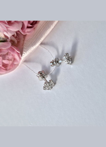 Срібні сережки гвоздики на закрутках Квітка в Білих Каменях срібло 925 проби Родоване 82904б 1.02г No Brand (306742778)