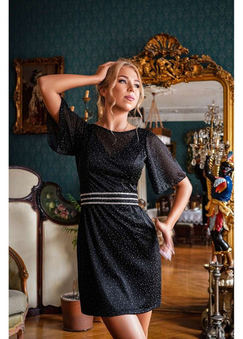 Чорна коктейльна сукня пояс стрази 24060 чорна Tanita-Romario