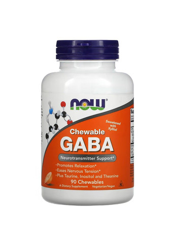 Гамма-Аміномасляна Кислота ГАМК GABA 250 мг - 90 жувальні таблеток Now Foods (280928222)