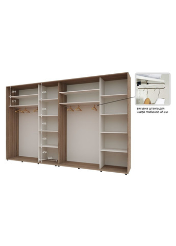 Шкаф-купе четырехдверный Комфорт Мебель 360*45*240 см Трюфель 4 двери Зеркало Стандарт Комфорт Меблі (360471454)