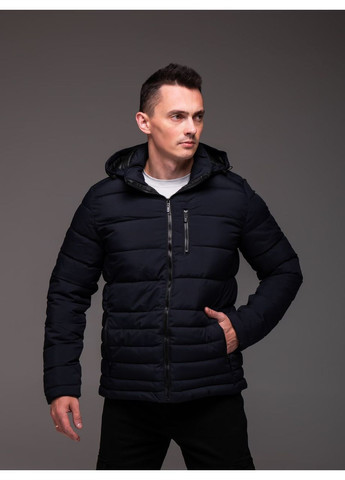 Темно-синя демісезонна утеплена куртка з капюшоном Vakko