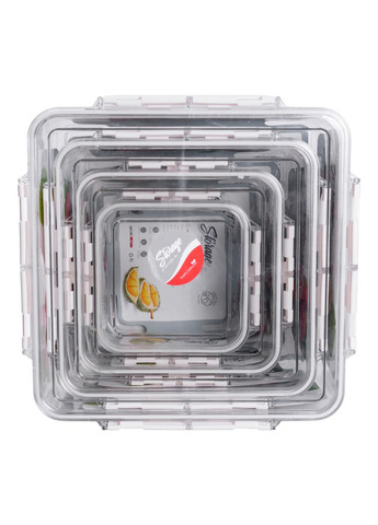 Набір контейнерів для їжі 4 шт 0,7л 1,7л 3,3л 5,7л л герметичні прозорі для зберігання продуктів ProDobro (364190996)