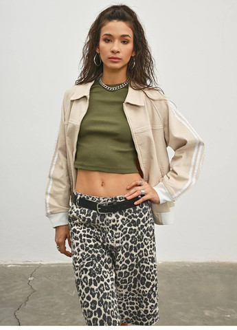 Бежевая демисезонная куртка джинсовая Veto jeans