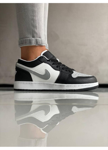 Серые демисезонные кроссовки мужские nike air jordan retro 1 low grey white black 3 найк аир джордан No Brand