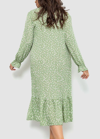 Оливковое платье шифоновое с принтом, цвет бежево-коричневый, Ager