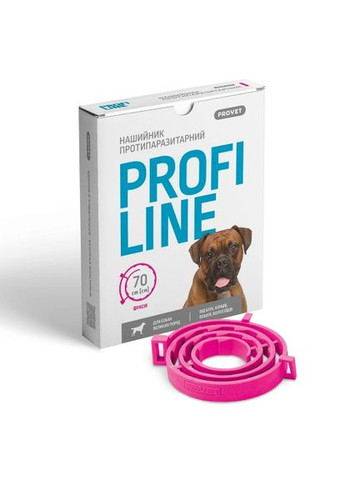 Нашийник Profiline для великих порід собак 70 см, фуксія (інсектоакарицид) ProVET (329141530)