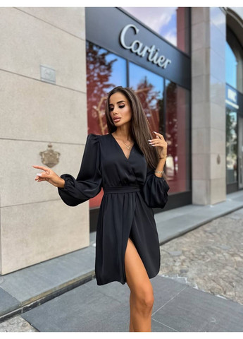 Черное коктейльное платье из шелка армани | замер в описании DK/DL Мода без кордонів однотонное