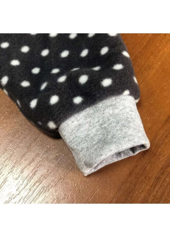 Дитячий флісовий спальник чорний у білий горошок, дитяча піжама для дітей No Brand (367581271)