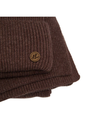 Набор шапка бини + шарф мужской шерсть коричневый GEORGE 694-898 LuckyLOOK 694-898M (322789128)