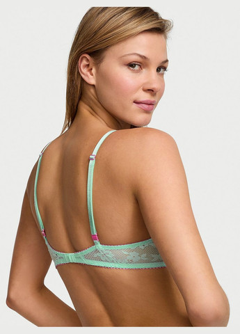 Зелений мереживний бюстгальтер tease lace unlined demi bra Victoria's Secret з кісточками