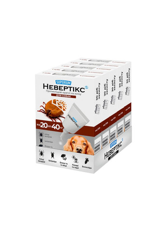 СУПЕРІУМ Невертікс, протикліщові краплі на холку для собак, Superium (368969069)