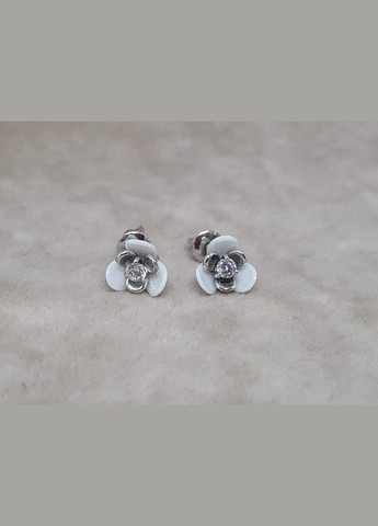 Срібні сережки Квіточки з керамікою та фіанітами. С2032Б Aurora (315832223)