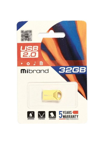 USB флеш накопичувач (MI2.0/HA32M1G) Mibrand 32gb hawk gold usb 2.0 (268147566)