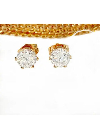 Позолочені Сережки-гвоздики + Кільце р.15, 16, 17, 18, 19, 20. Позолота No Brand (364502951)