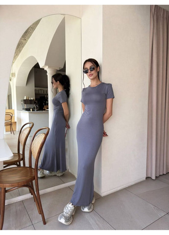 Графітова святковий, повсякденний жіноча сукня максі з віскози силуетна Україна