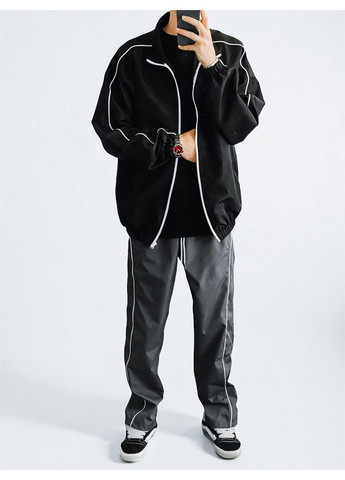 Мужской спортивный костюм демисезонный из плащевки черный No Brand (364864011)