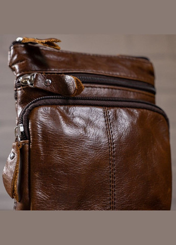 Кожаная сумка кросс боди мужская мессенджер через плечо коричневая 14608 Vintage (329195389)